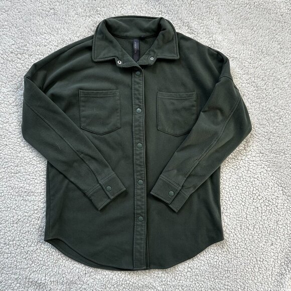 Mondetta Dark Green Women's Fleece Button Up Shirt Jacket Size Small - Picture 1 of 5